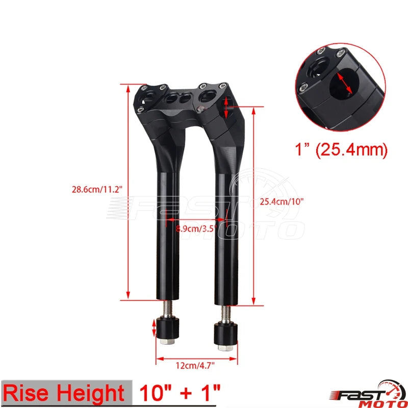 Risers de guidon T-Bar noirs pour moto Harley-Davidson Dyna - vue 14
