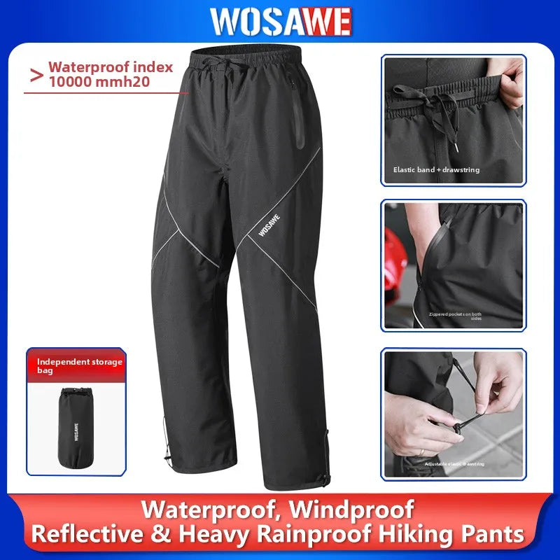 Pantalon de pluie moto WOSAWE imperméable et réfléchissant