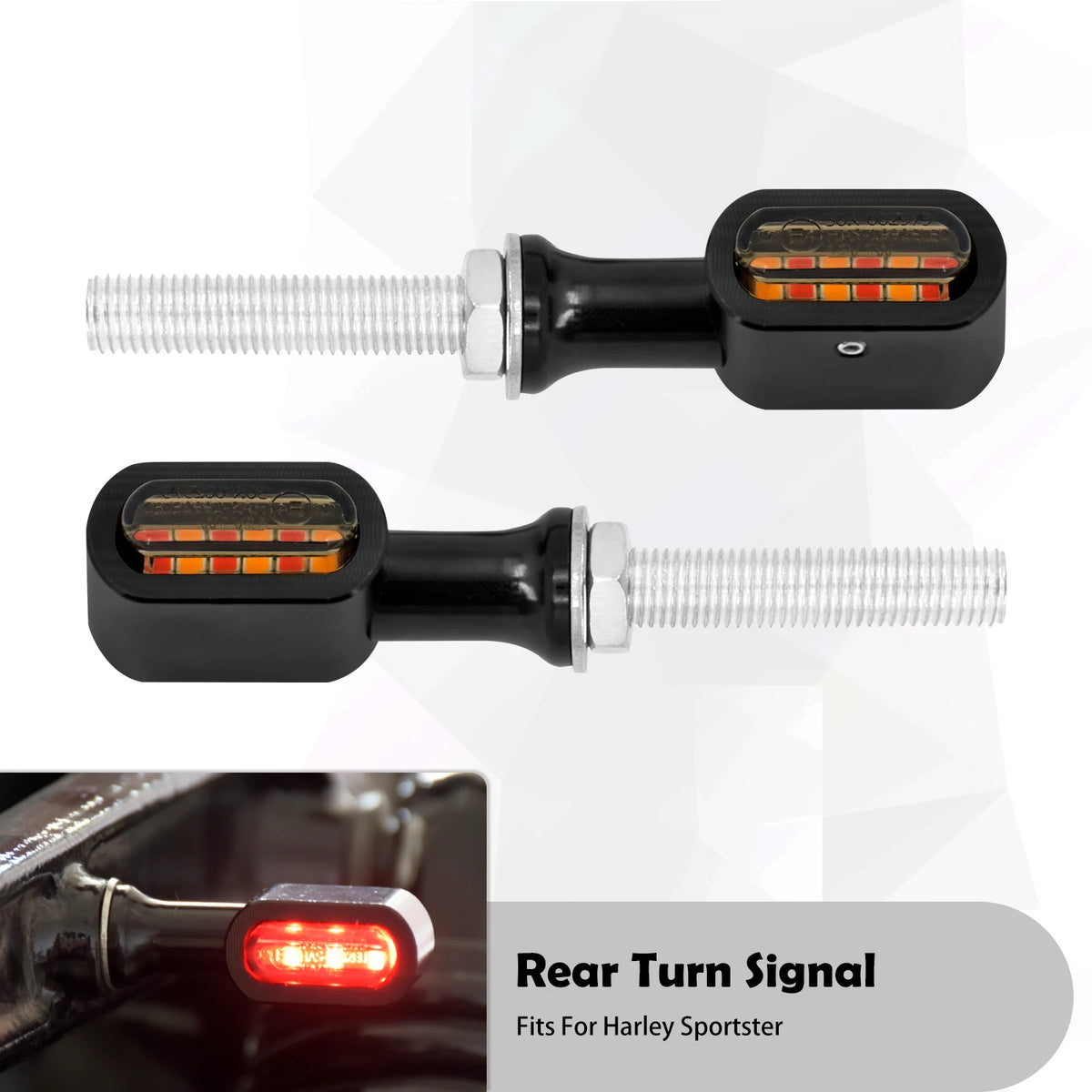 Clignotants LED arrière moto homologués E-Mark rouge/jaune (lot de 2) pour Harley Softail, Touring, Sportster, Dyna - vue 7