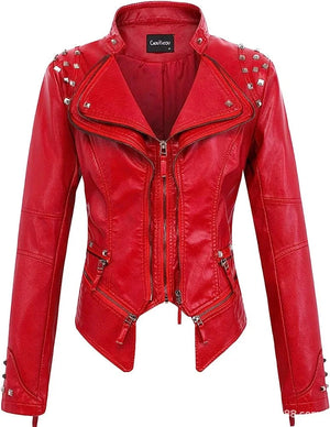 Blouson cuir femme style motarde - vue - vue 11