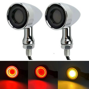 Clignotants LED universels avant/arrière type bullet avec veilleuse et feu stop moto - vue 8
