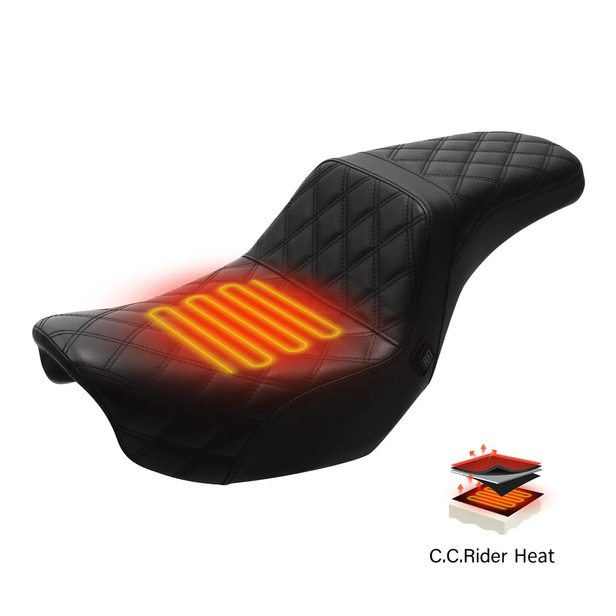 Selle chauffante conducteur/passager pour Harley-Davidson Dyna Super Glide / Low Rider (2006-2017)