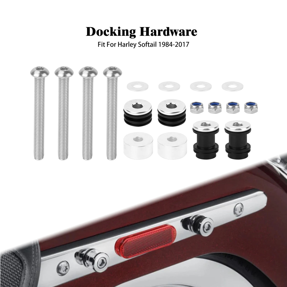 Kit de Fixation Rapide (Docking Hardware) pour Sissy Bar/Porte-Bagages Solo - Harley-Davidson Softail 1984-2017 – photo 1/6