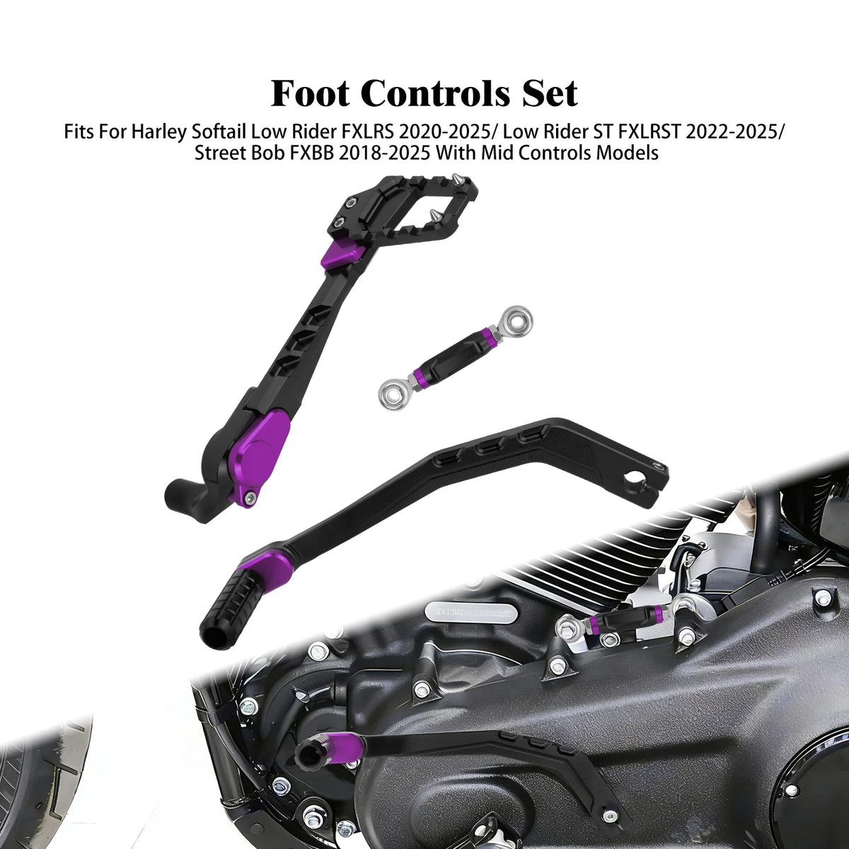 Kit de commandes au pied coloré en aluminium pour Harley-Davidson Softail - vue 9