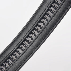 Ceinture en cuir noir à boucle automatique - vue 6