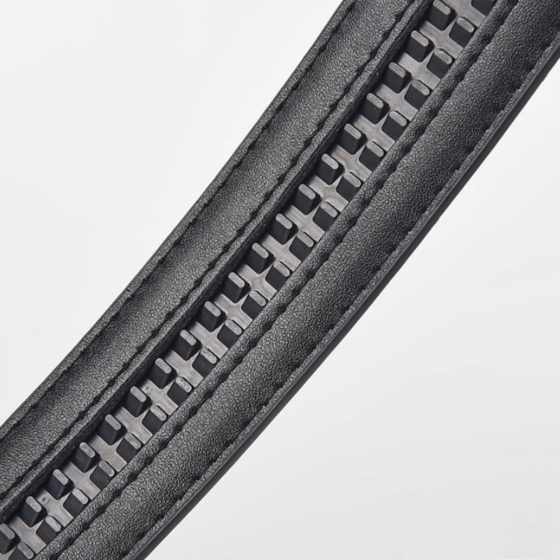 Ceinture en cuir noir à boucle automatique - vue 6