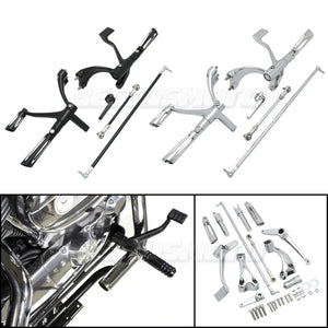 Kit complet commandes avancées CNC, repose-pieds, biellettes et leviers pour Harley-Davidson Sportster XL 48, 883, 1200, SuperLow 2004-2013 – photo 1/16