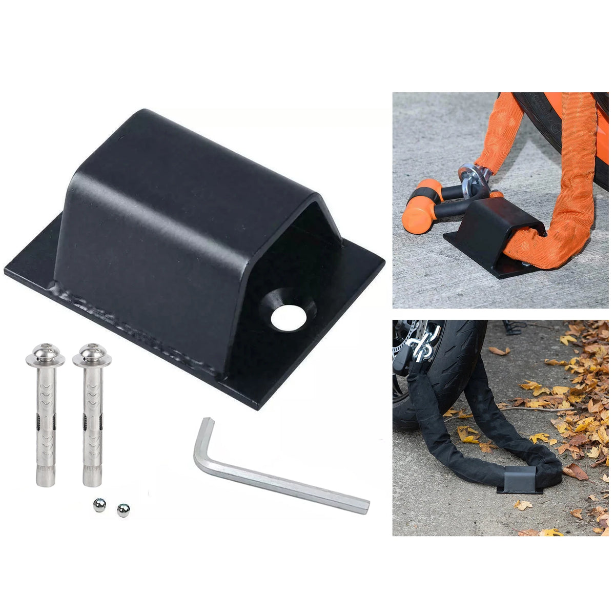 Ancrage sol/mur robuste avec point d'attache pour antivol chaîne moto - vue 6