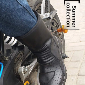 Bottes de moto en cuir véritable pour homme - vue 5