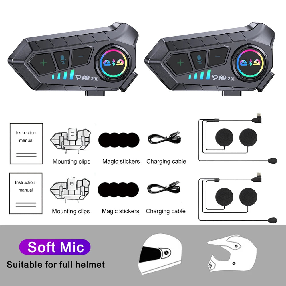 Kit intercom Bluetooth noir fixé sur un casque de moto - vue rapprochée - vue 9