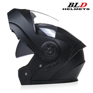 Casque moto modulable noir mentonnière relevée - vue de profil - vue 14