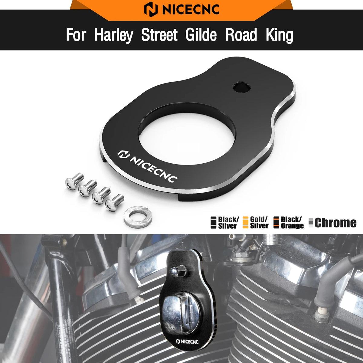 Support de Déport du Contacteur d'Allumage CNC pour Harley Street Glide, Road King, Electra Glide – photo 1/10