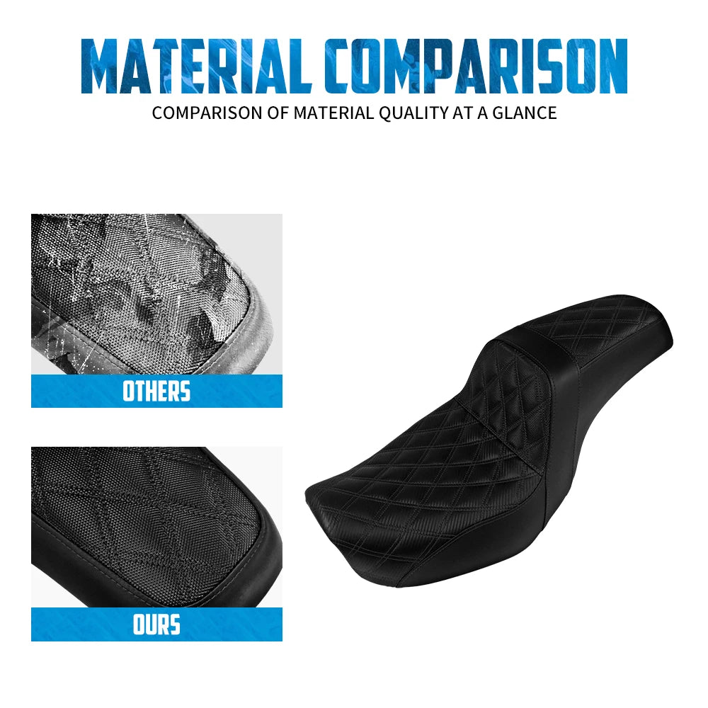 Selle biplace en cuir noir pour Harley-Davidson Dyna - vue 5