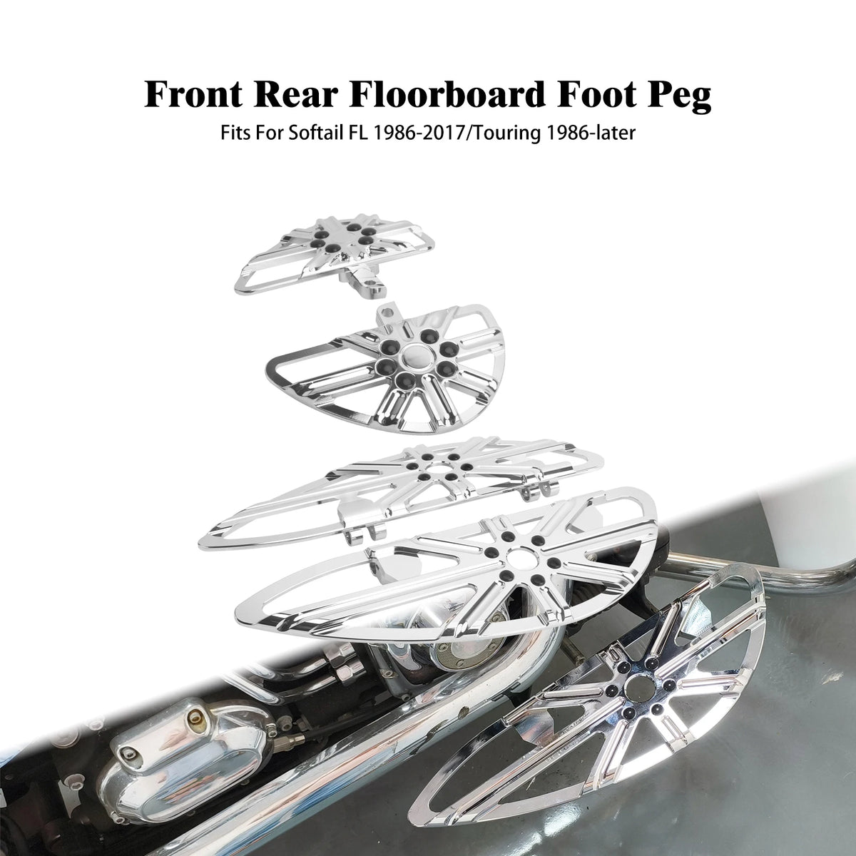 Marchepieds (floorboards) avant et arrière conducteur/passager pour Harley-Davidson Touring, Softail, Dyna – photo 8/8