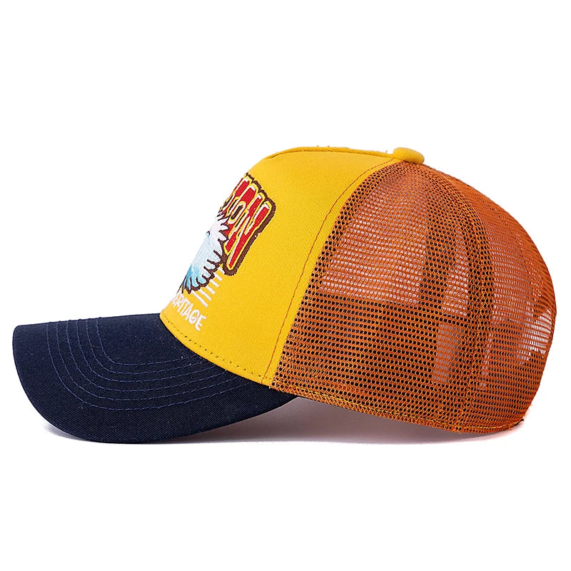 Casquette trucker mesh grise avec motif tête d'aigle - vue de face - vue 3