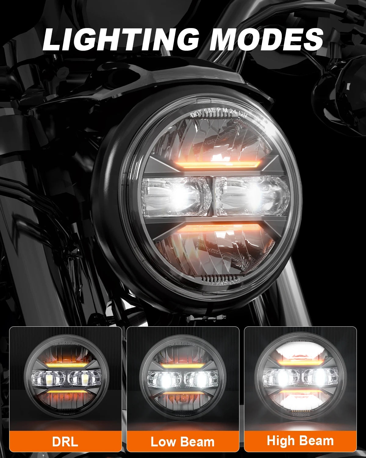 Phare LED 5,75 pouces pour Harley Sportster Dyna - vue 1