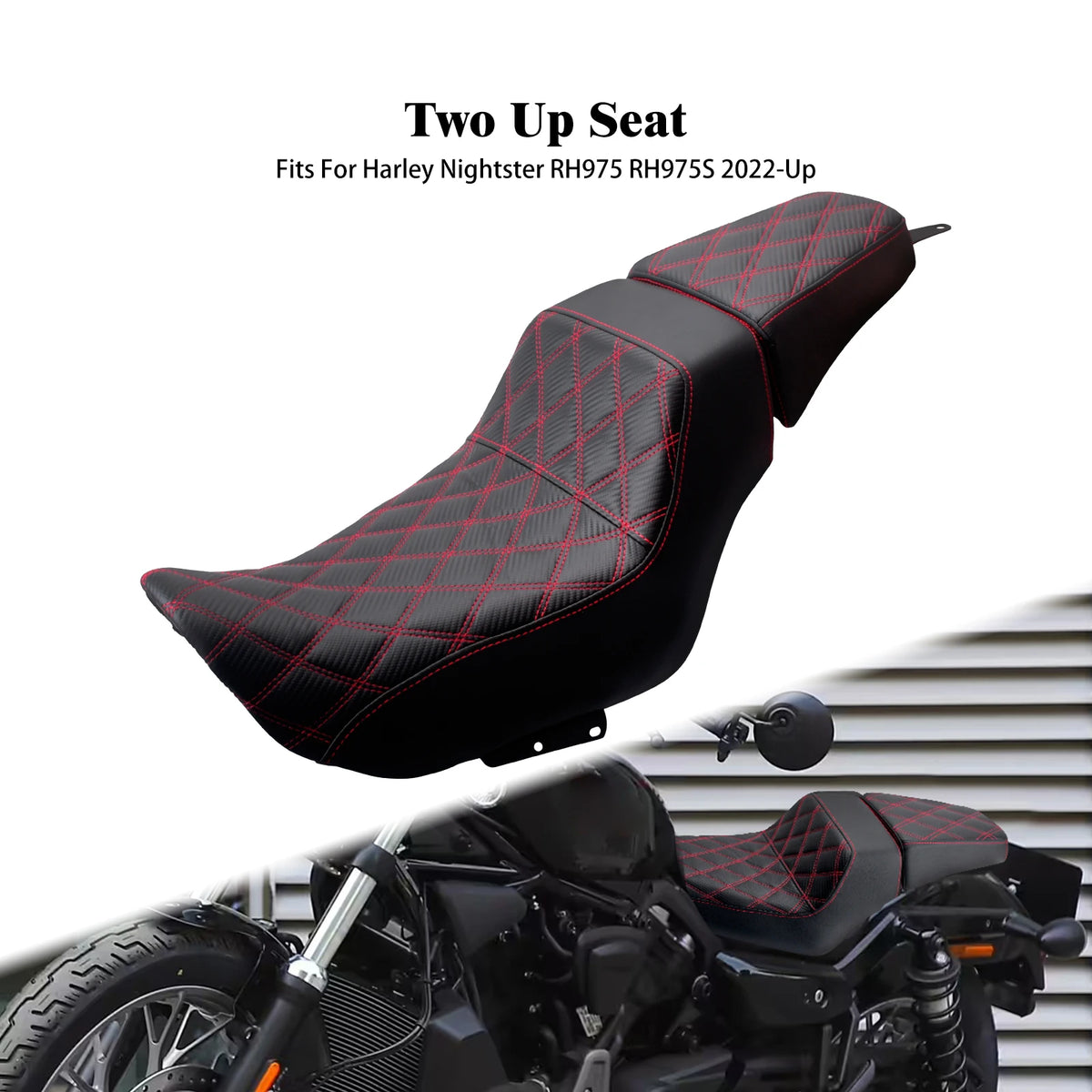 Selle biplace en cuir pour moto Harley-Davidson Nightster - vue 10