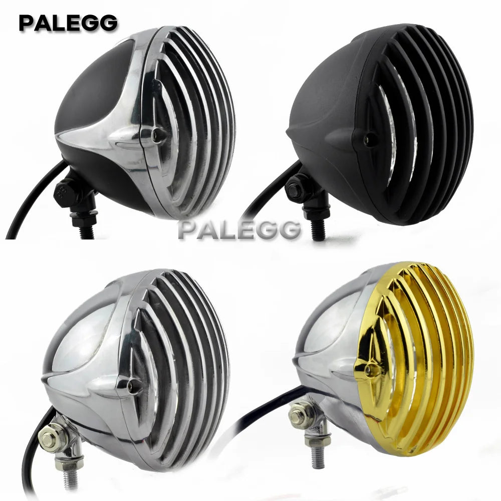 Phare rétro à grille pour Harley chopper bobber - vue 1