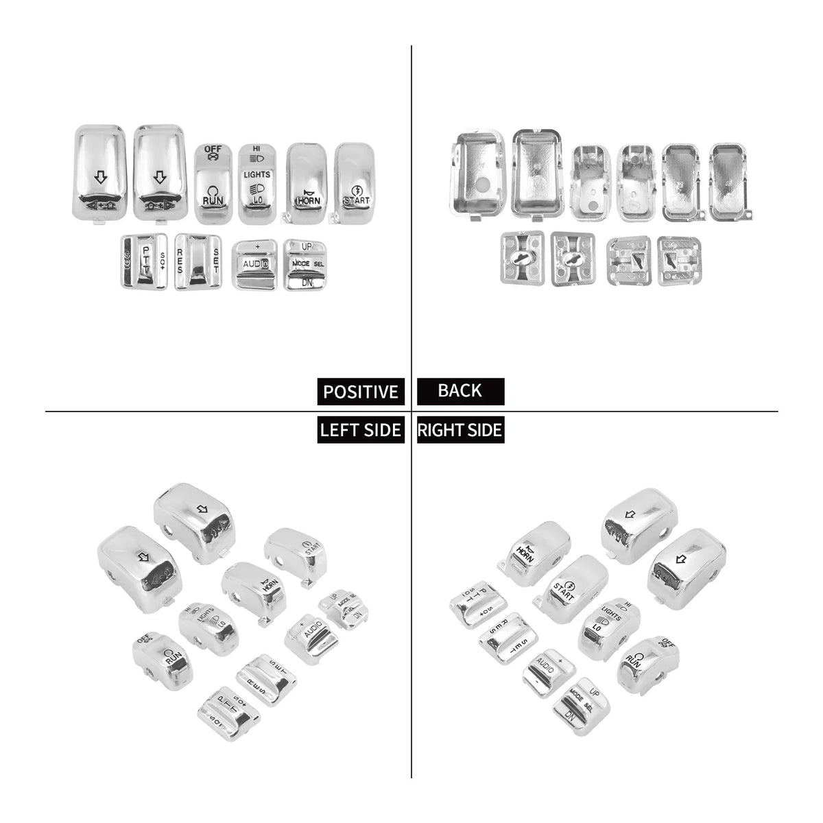 Kit de caches boutons de commodos chromés pour Harley-Davidson Touring - vue 3
