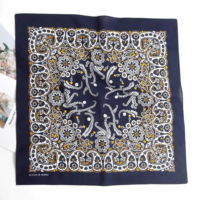 Bandana carré en coton motif cachemire - vue 8