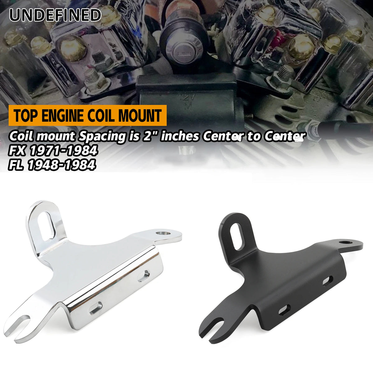 Support de bobine d'allumage chromé en acier inoxydable - Harley FL 1948-1984, FX 1971-1984 – photo 1/8