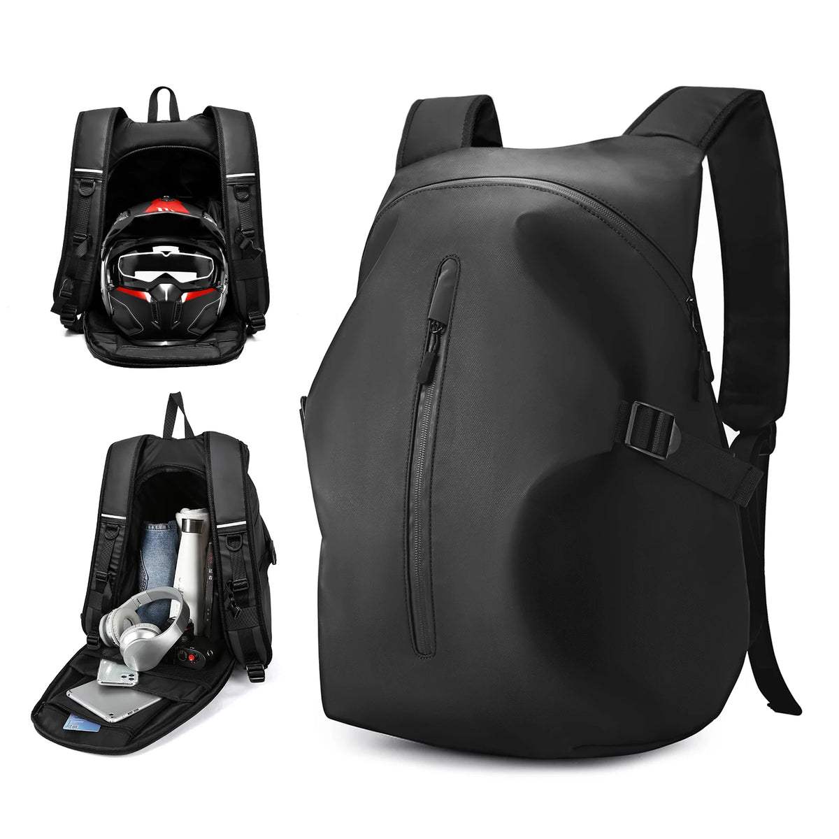 Sac à dos moto noir 40L avec bandes réfléchissantes - vue 7