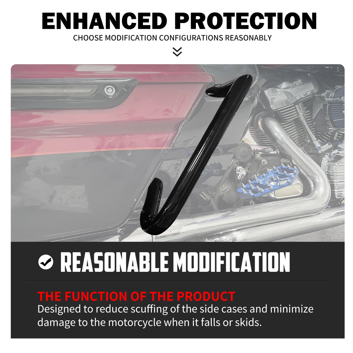 Barre de protection de sacoches noire pour Harley-Davidson Touring - vue 3