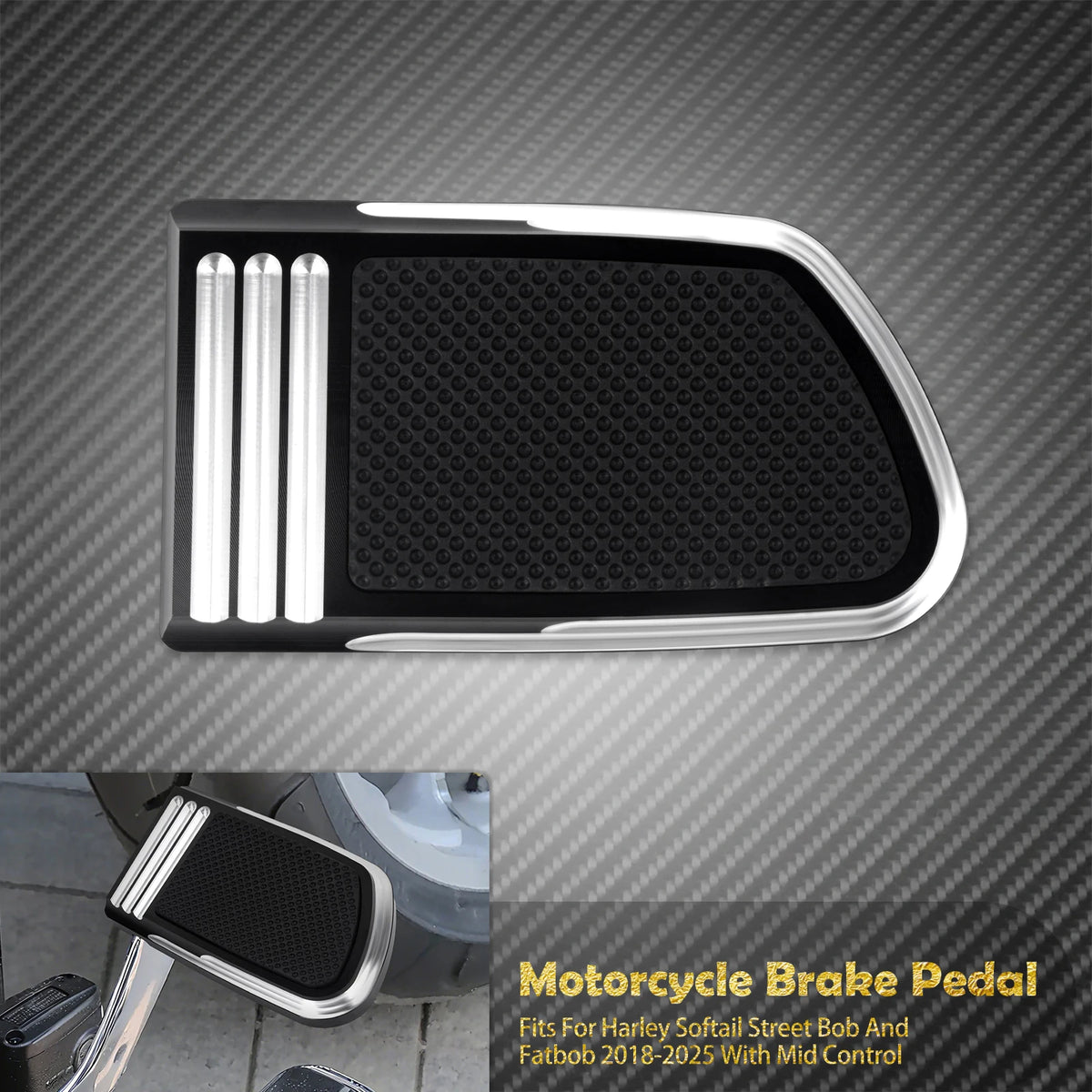 Cache de pédale de frein CNC pour commandes centrales - Harley Softail Street Bob, Fat Bob FXBB 2018-2025 – photo 7/8