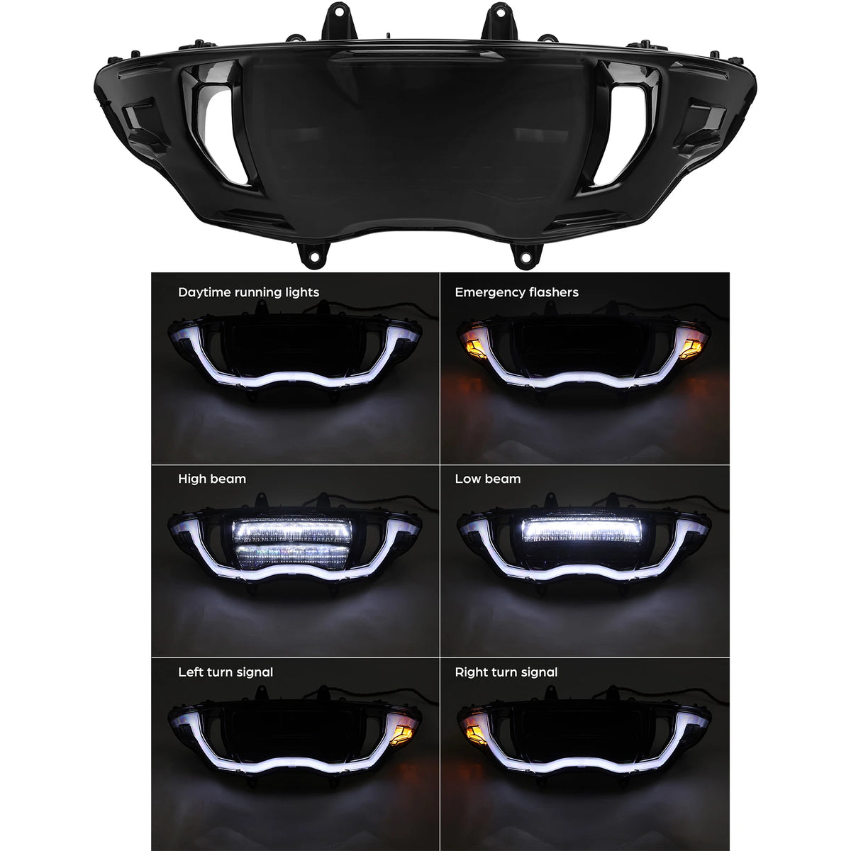 Phare LED avant noir TCMT monté sur une Harley-Davidson CVO Road Glide - vue 4