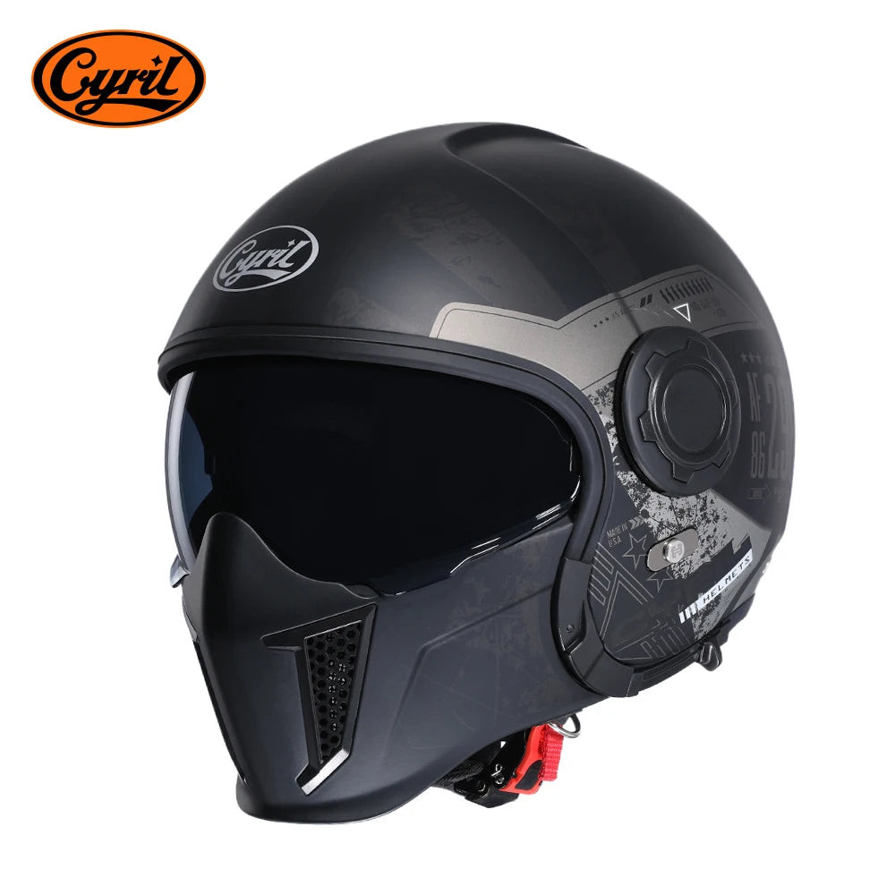 Casque moto modulable rétro, vue de trois quarts - vue 1