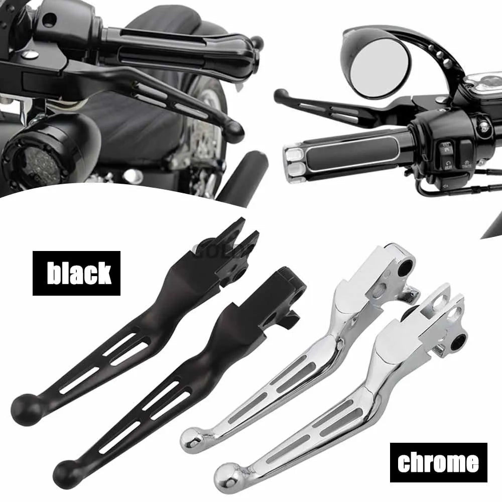 Leviers de frein et d'embrayage ajourés pour Harley Sportster, Dyna, Softail et Touring - vue 1