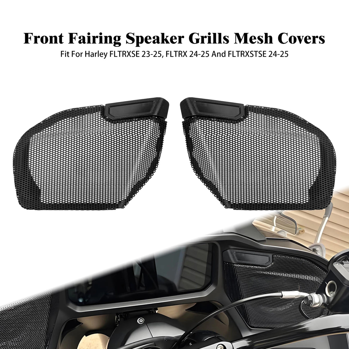 Grille de haut-parleur noire pour carénage Harley-Davidson - vue 1