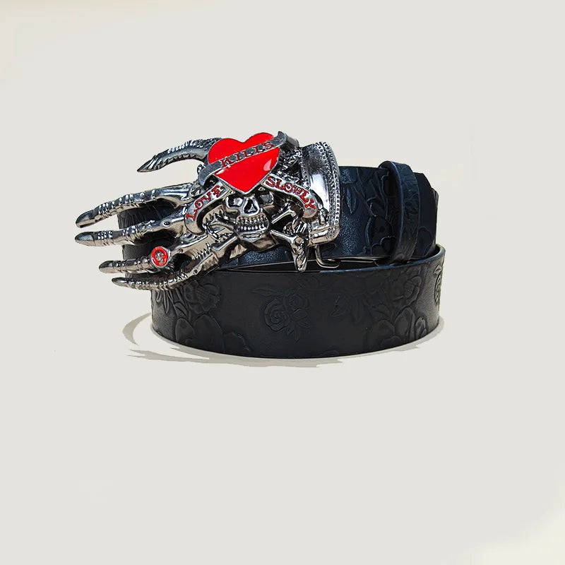 Ceinture grande taille simili cuir gaufré tête de mort - vue 6