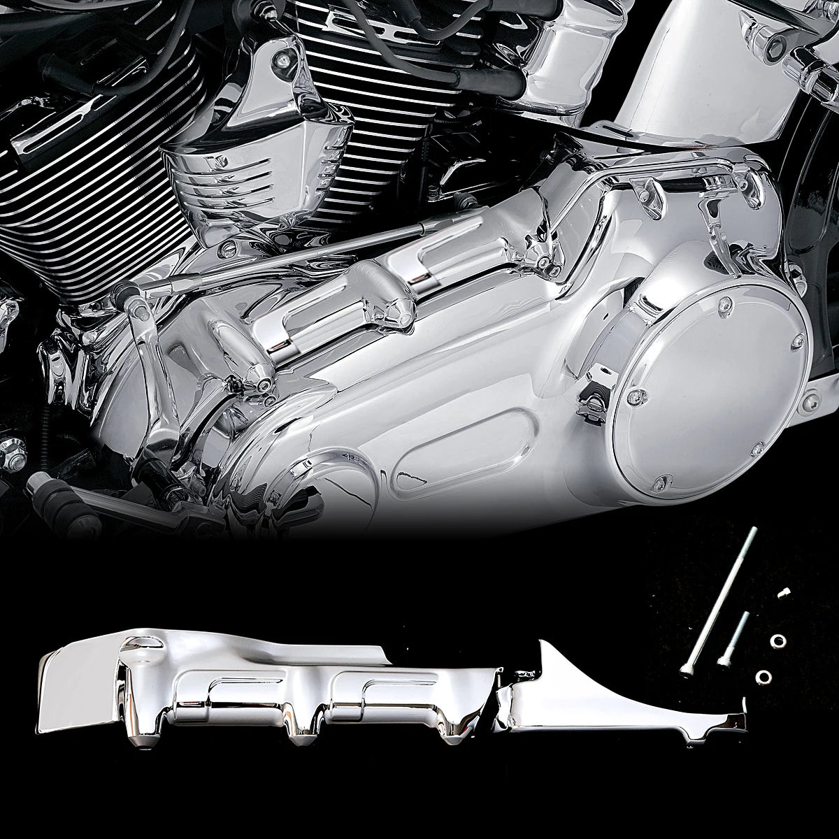 Cache de carter primaire chromé pour Harley Softail - vue 1