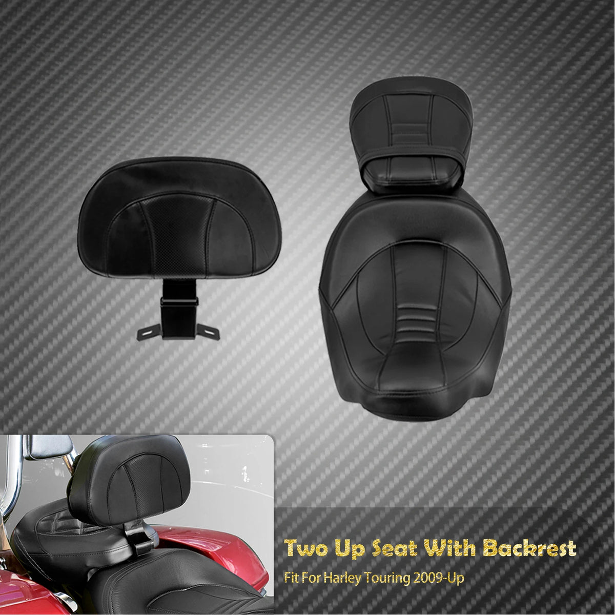 Selle Two-Up Conducteur/Passager avec Dossier Avant - Harley-Davidson Touring 2009 et plus – photo 8/9