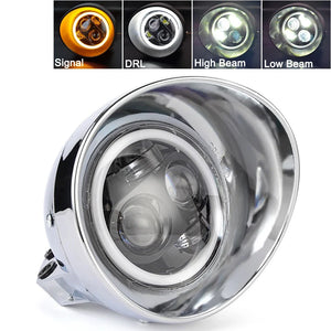 Phare LED rond noir 5,75 pouces pour moto custom et Harley-Davidson - vue 16