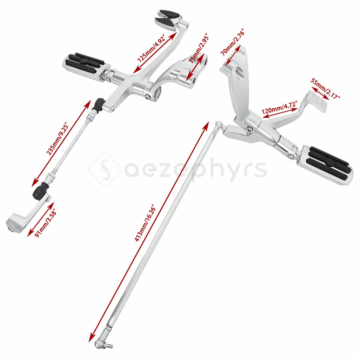 Kit complet commandes avancées, repose-pieds, sélecteur et biellettes en aluminium et acier pour Harley-Davidson Sportster XL883, Iron, 48, Super Low 2004-2022 – photo 5/13