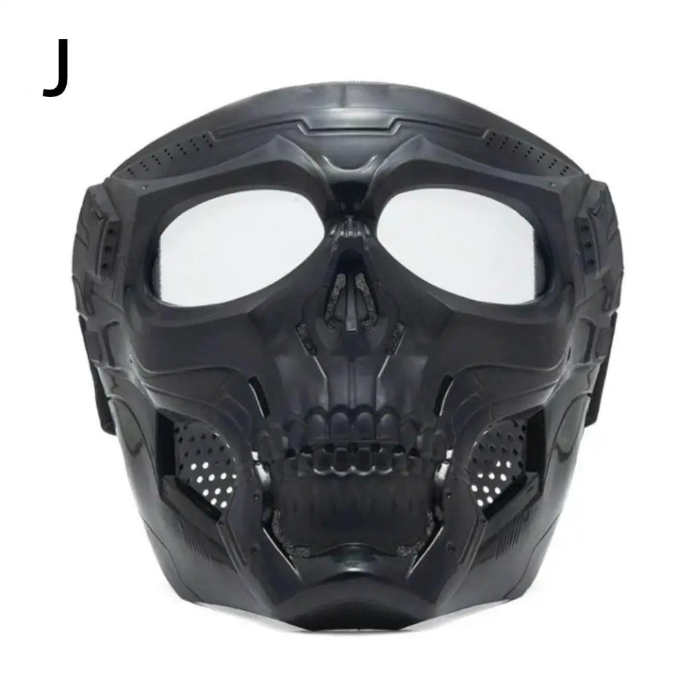 Masque de moto tête de mort rétro noir style biker - vue 15