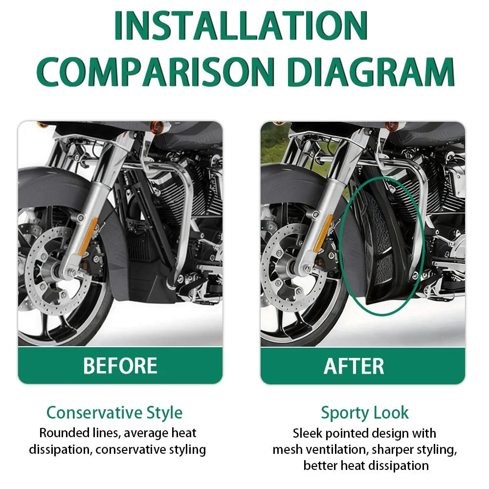 Spoiler menton avant avec grille pour moto Harley Touring - vue 2