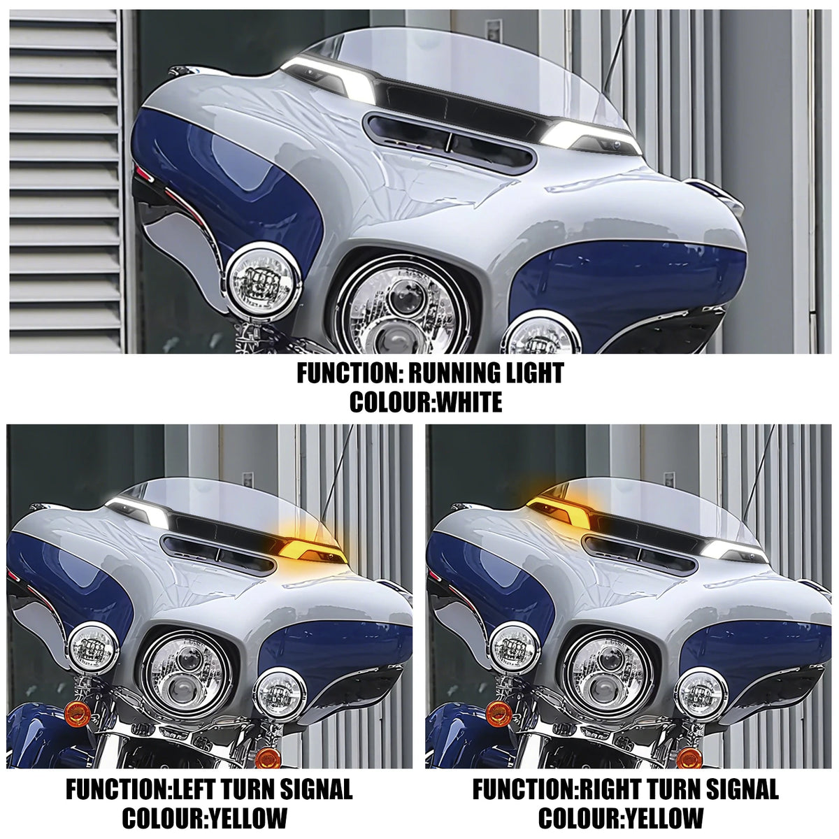 Garniture de pare-brise lumineuse LED, veilleuse et clignotant, Harley Touring 2014-2025 - vue 4