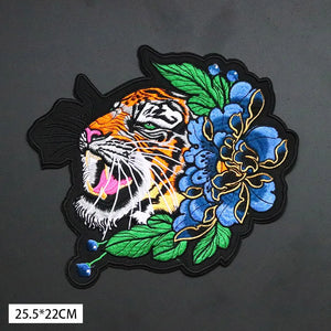 Grand écusson thermocollant pivoine et tigre pour blouson - vue 4