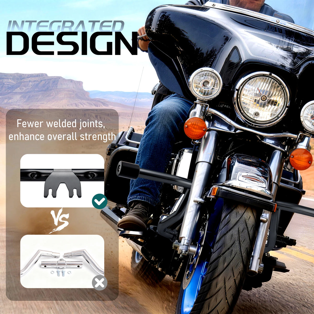 Barre de Protection Moteur 1.25" "Flat-Out" (Crash Bar) - Harley-Davidson Touring 1997-2013 – photo 6/6