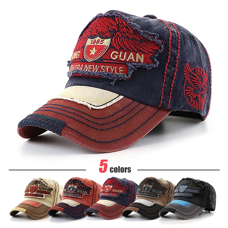 Casquette baseball noire brodée aigle - vue 1