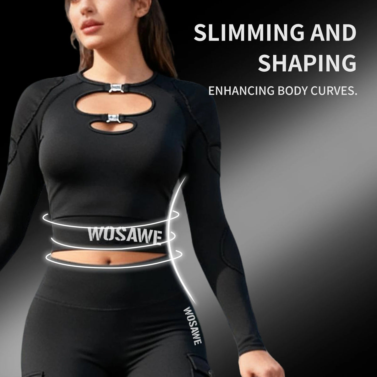 Veste moto crop top femme WOSAWE avec boucles métalliques - vue 3