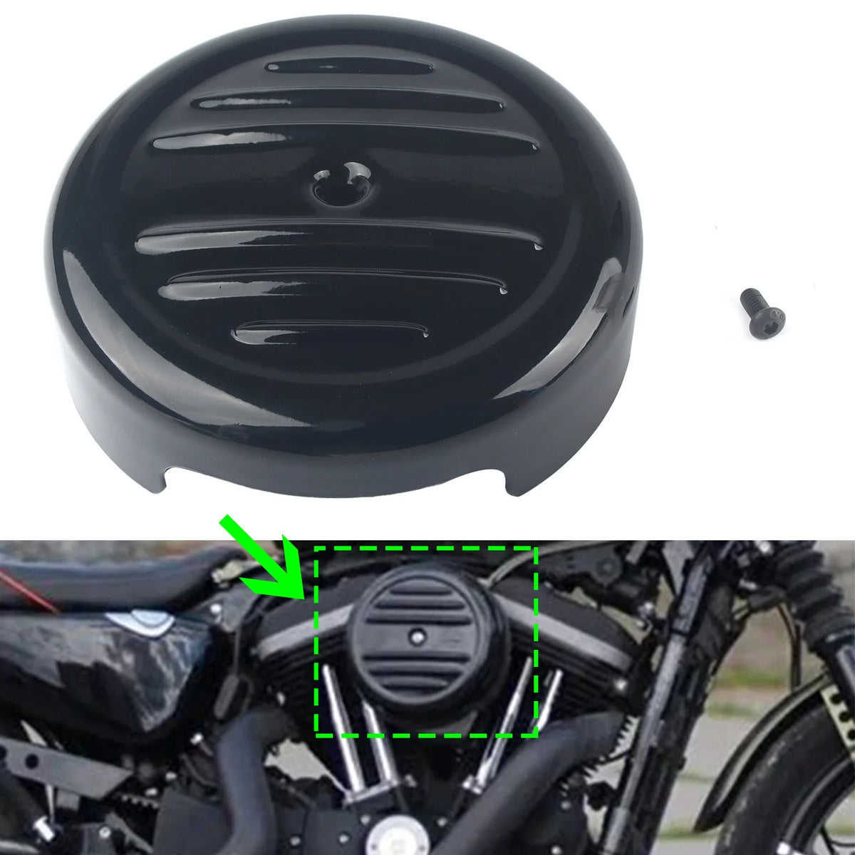 Couvercle de filtre à air 8 pouces noir pour Harley Sportster Softail - vue 2