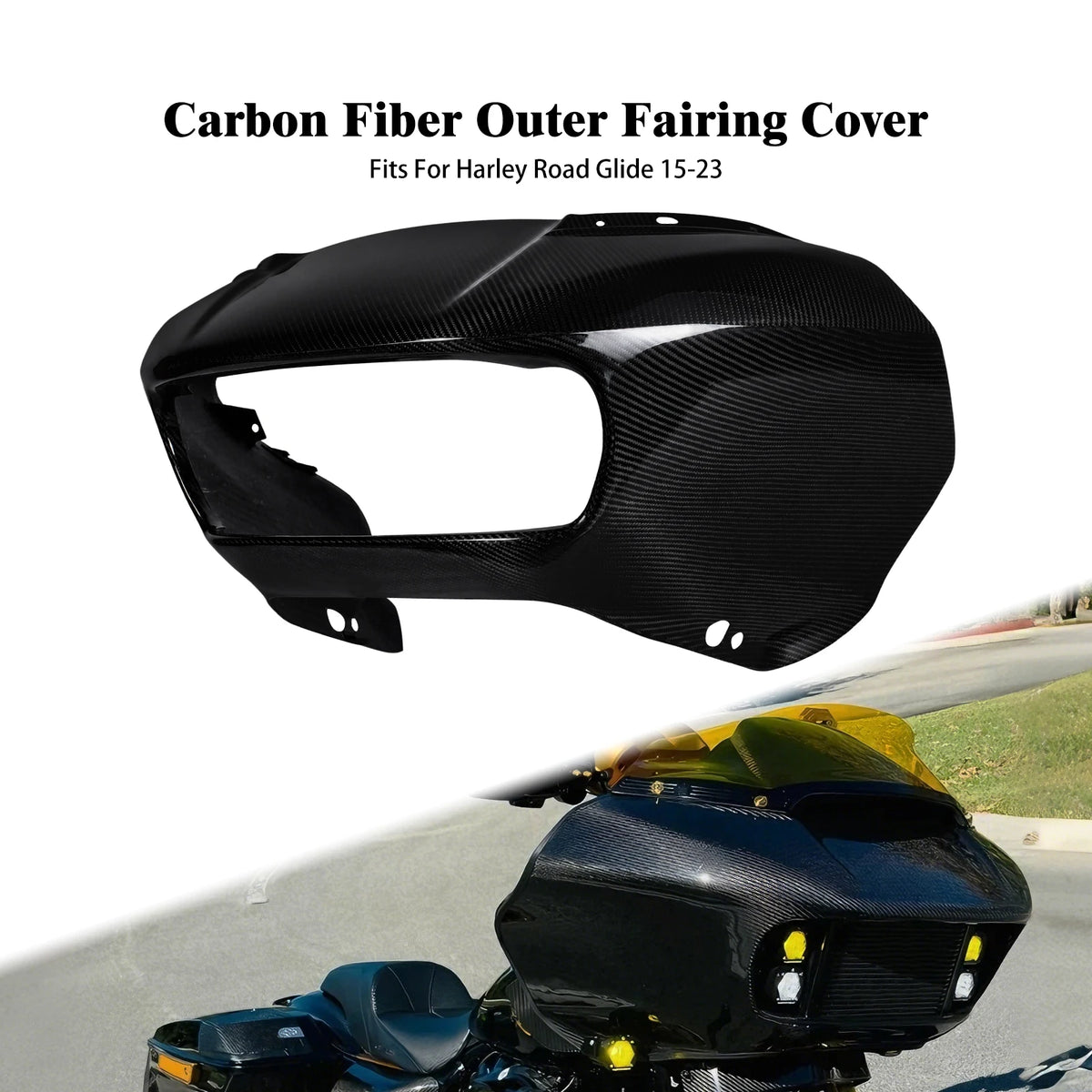 Carénage extérieur en fibre de carbone noir pour Harley-Davidson Road Glide - vue 1