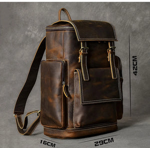 Sac à dos vintage en cuir noir véritable Crazy Horse - vue 2