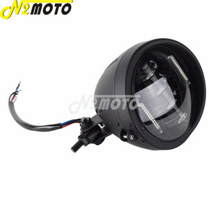 Phare rond chromé 5,75 pouces pour moto custom chopper bobber - vue 2