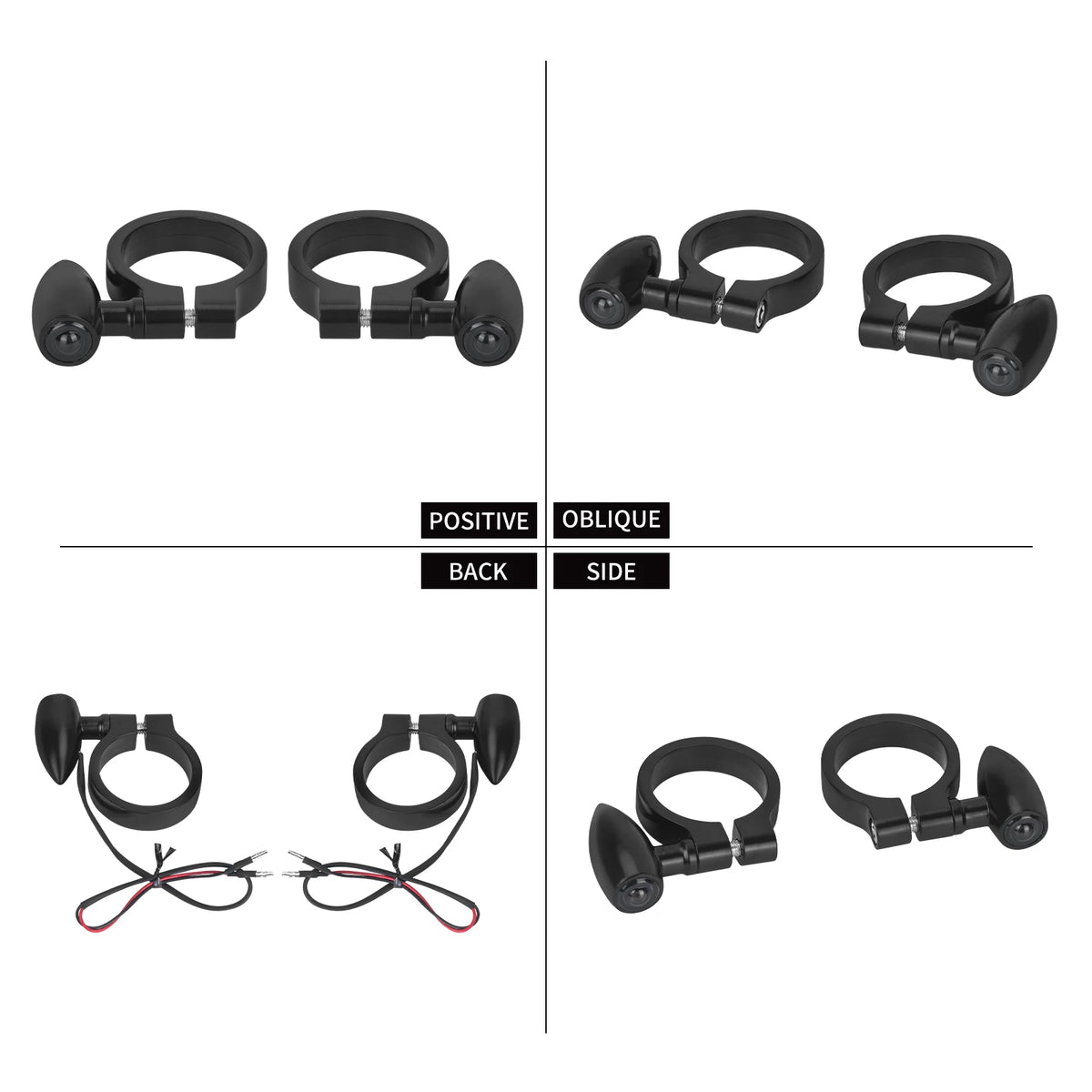 Paire de clignotants LED à collier de fourche pour moto - vue 4