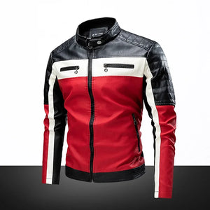 Blouson cuir homme col montant, style motard grande taille - vue 6